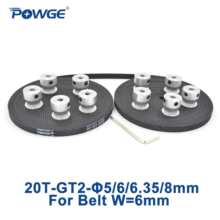 Зубчатый шкив POWGE GT2 10 шт. 20 зубьев диаметр 5 мм 6 35 8 + метров ширина ремня ГРМ 2GT T|pulley