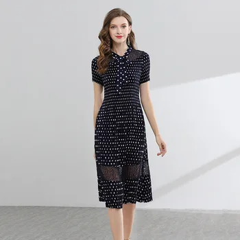 

Summer Fashion Dot Print Pleated Fashion New Loose Popular Dresses