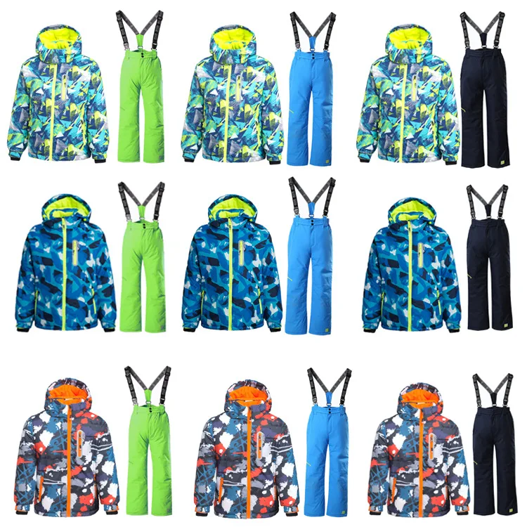 Теплая детская куртка из водонепроницаемого материала 15000 мм лыжный костюм куртки для мальчиков и девочек комплекты детской одежды верхняя одежда для детей от 3 до 16 лет