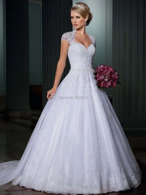 Ced Sleeve Sweetheart Covered Shoulder Beads Sequins Lique A Ced Sleeve Sweetheart Covered Shoulder Beads Sequins Lique A Line Organza Wedding Dresses Backless Court Train