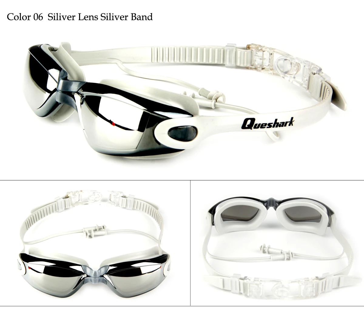 Queshark, водонепроницаемые силиконовые очки для плавания, противотуманные, с покрытием, водная диоптрия, очки для плавания, очки с затычками для ушей для мужчин и женщин
