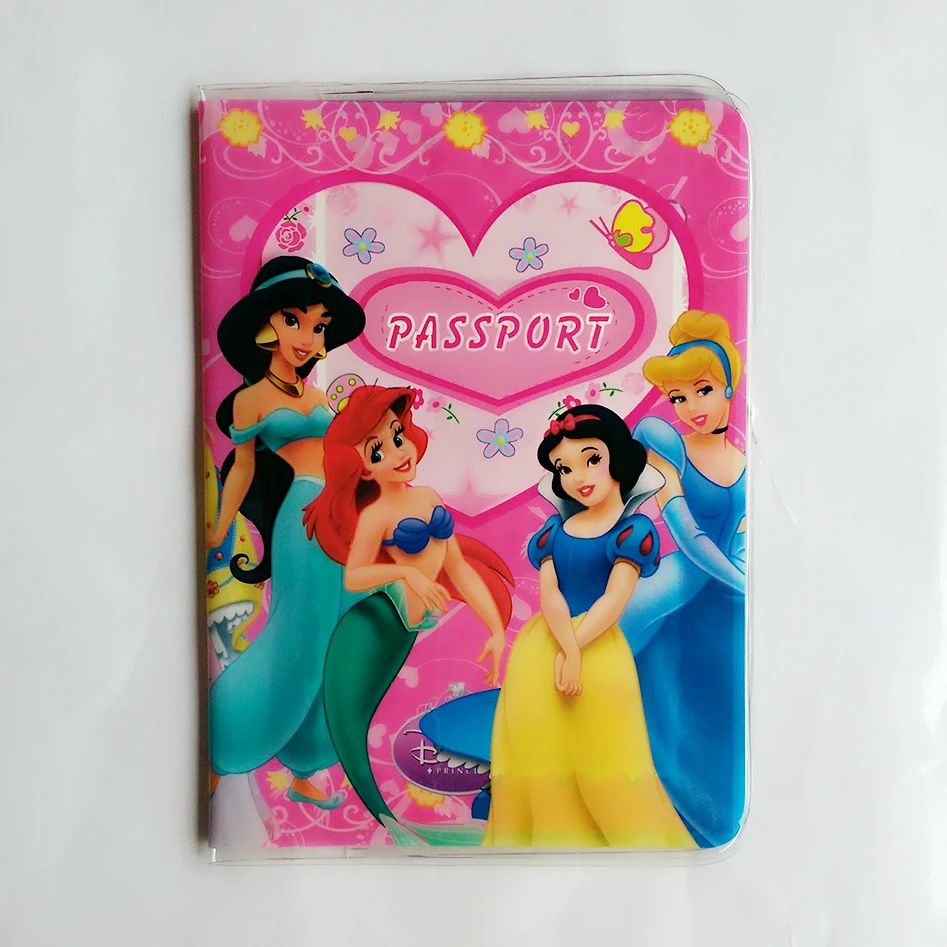2017 New Cartoon Princess Passport Holder,PVC Leather Girl's Travel