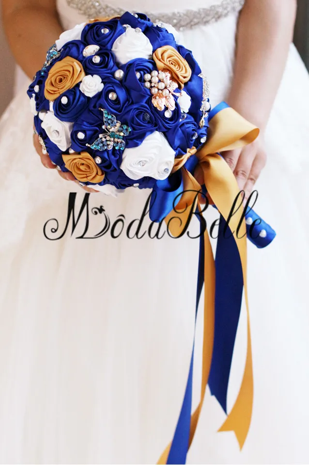 Модная брошь ручной работы с розовыми белыми королевскими синими свадебными