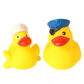 

Set of 2 4.3"/10.8cm Yellow Ducks Toys Rubber Bath Toy Pure Natural Cute Rubber Pirate Ducky for Baby (A38132)