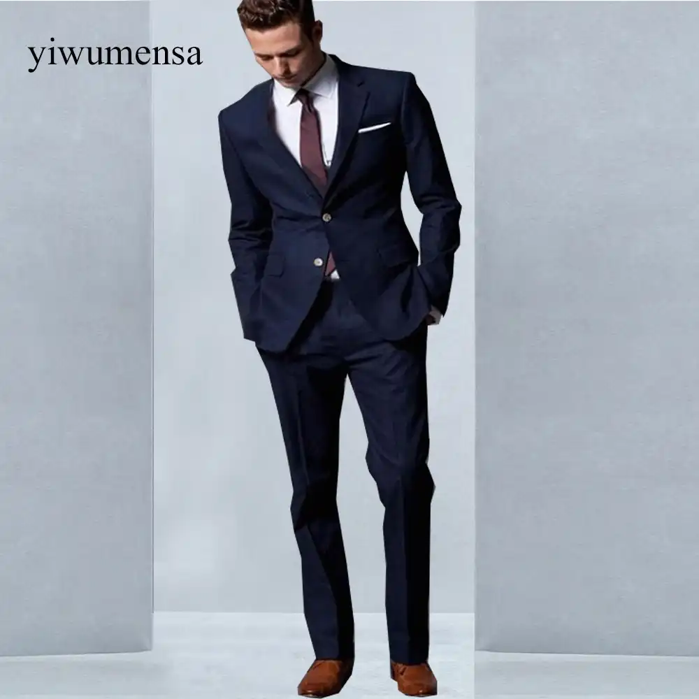 Yiwumensa Nuevo Traje De Hombre Azul Oscuro Hecho A Medida Traje De Boda Azul Marino Claro A Medida Para Hombres Slim Fit Novio Esmoquin Para Hombres Azul Traje De Hombre Azul Traje De Bodaazul