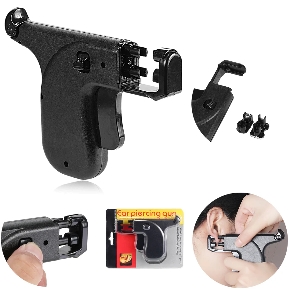 

1Pc New Desgin No Pain Professional Safety Ear Piercing Gun Double Pistol Plug Stud Earrings Tool Ear Piercing Body Jewelry