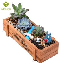 Mrosaa maceta para planta de jardín Vintage regalos de madera cajas de mesa rectangular flor olla jardinería dispositivo pote de flor