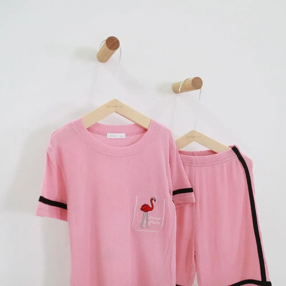 Deep Pink Пижамы для девочек, полосатые пижамы для девочек, летние детские пижамы, одежда для сна для малышей, детская одежда для сна, модальный топ+ штаны, от 18 месяцев до 11 лет - Цвет: Deep Pink