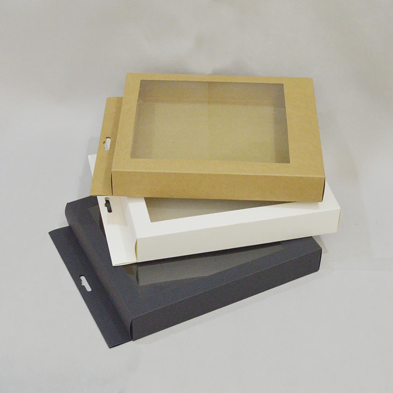 10 шт. дисплейная коробка с окном большой подарочной коробке Коробки большая коробка подарка черный Бумага коробка для упаковки белая крафт-бумага подарочная упаковка