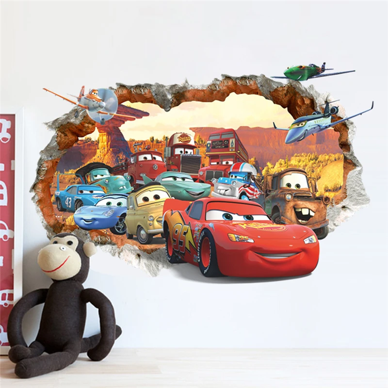 3d наклейки на окна disney cars lightning mcqueen домашний декор для спальни Наклейки стены из