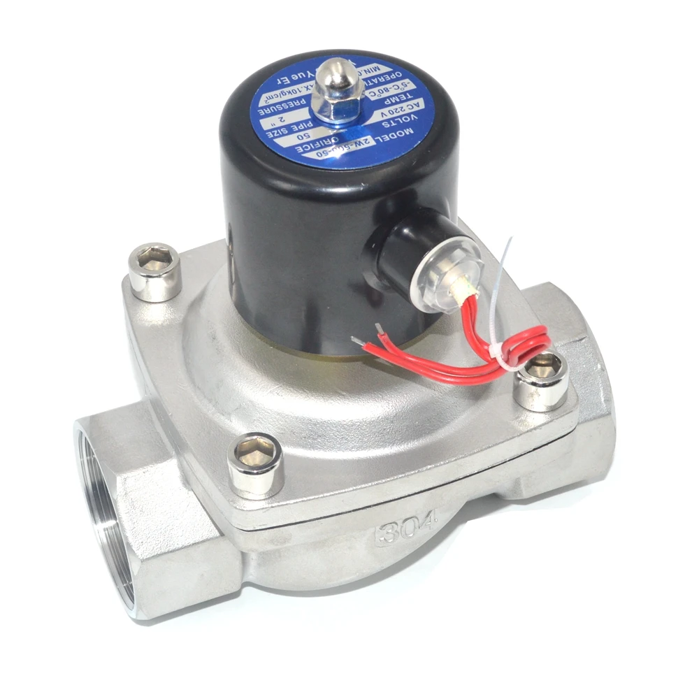 DN15-DN50 304 Нержавеющая сталь нормально закрытый электромагнитный клапан воды ниже 80 градусов AC220V