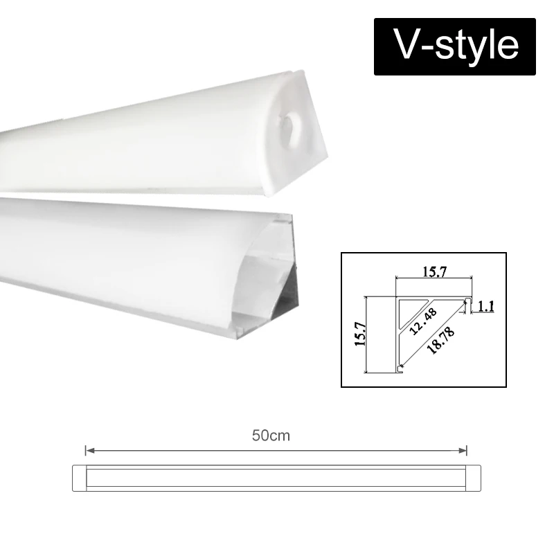 CLAITE Three Style U V YW 30cm 45cm 50cm Aluminium Channel Holder for LED Strip Light Bar Under Cabinet Lamp Kitchen 1.8cm Wide