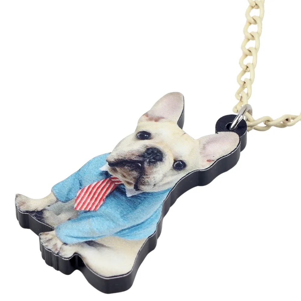 Weveni акриловые в стиле аниме рубашка французский Bulldog Мопс Подвеска для собак цепь