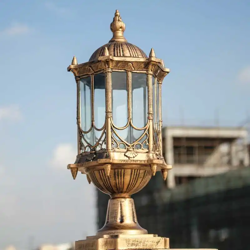 Europe Wall column light outdoor pillar lamp garden step corridor street garden fence post lights retro chapiter lamps