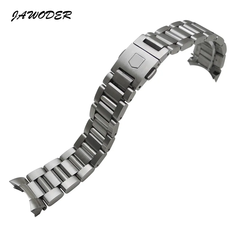 JAWODER Watchband Men 22mm Pure Solid Notch Stainless Steel Brushed Watch Band Strap Bracelets | Наручные часы