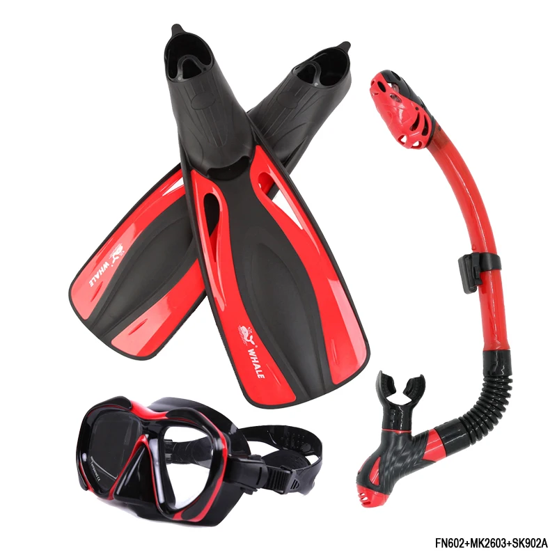 Brand Professional Diving Mask Set Adult Flexible Comfort Swimming Fins Dry snorkel Breathing