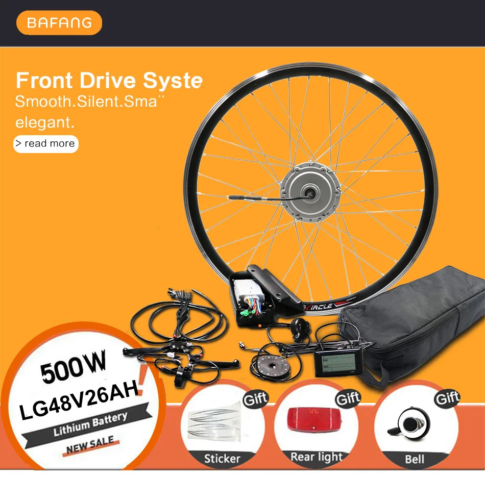 Sale BAFANG 48V 350W 500W Motor Wheel Electric Bike Conversion Kit with LG48V16AH Battery 8fun Gear Hub Motor 26" 700C 28" Ebike Kit 1