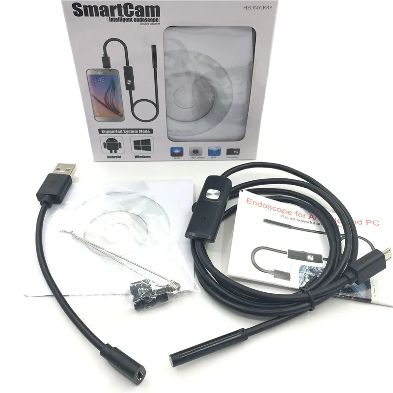 

7mm lens Inspection Pipe Waterproof 480P HD Endoscope Mini USB Camera Snake Tube with 6 LEDs Borescope For IOS Android Phone PC