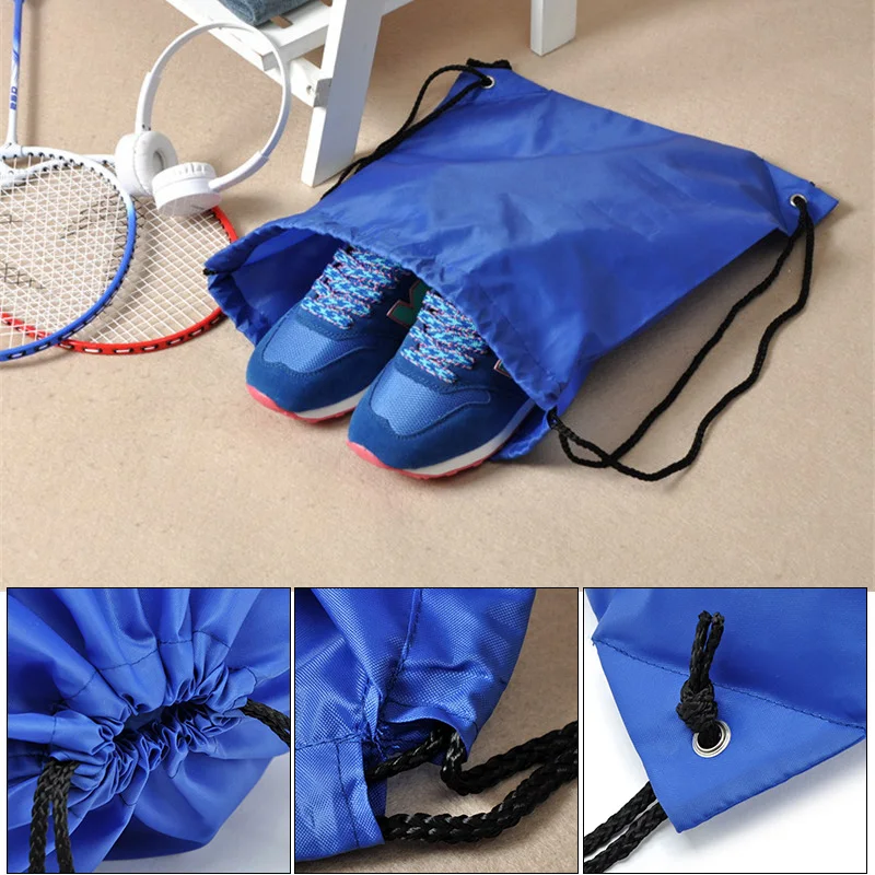 1 Pcs Portable Waterproof Oxford Sports Bag Thicken Drawstring Belt Riding Backpack Gym Drawstring Shoes Bag Clothes Backpack