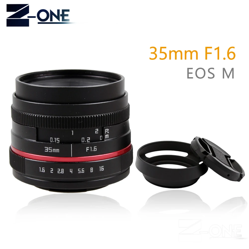 Red 35mm F1.6 Manual Wide Angle Lens For Canon Eos M M2 M3 M5 M6 M10