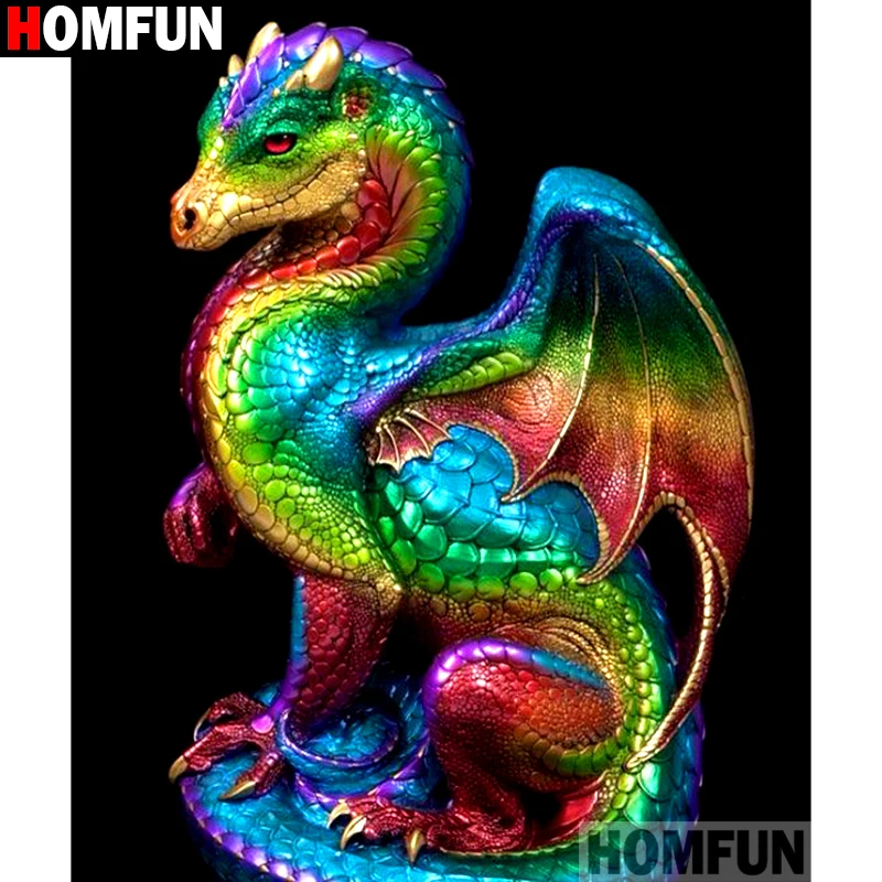 

HOMFUN Full Square/Round Drill 5D DIY Diamond Painting "Animal dragon" Embroidery Cross Stitch 3D Home Decor A10543