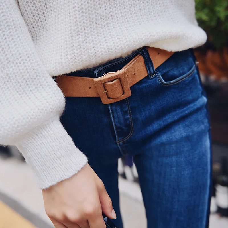 Dabuwawa Waist Belts Women Vintage Matte Leather Waistband Adjustable