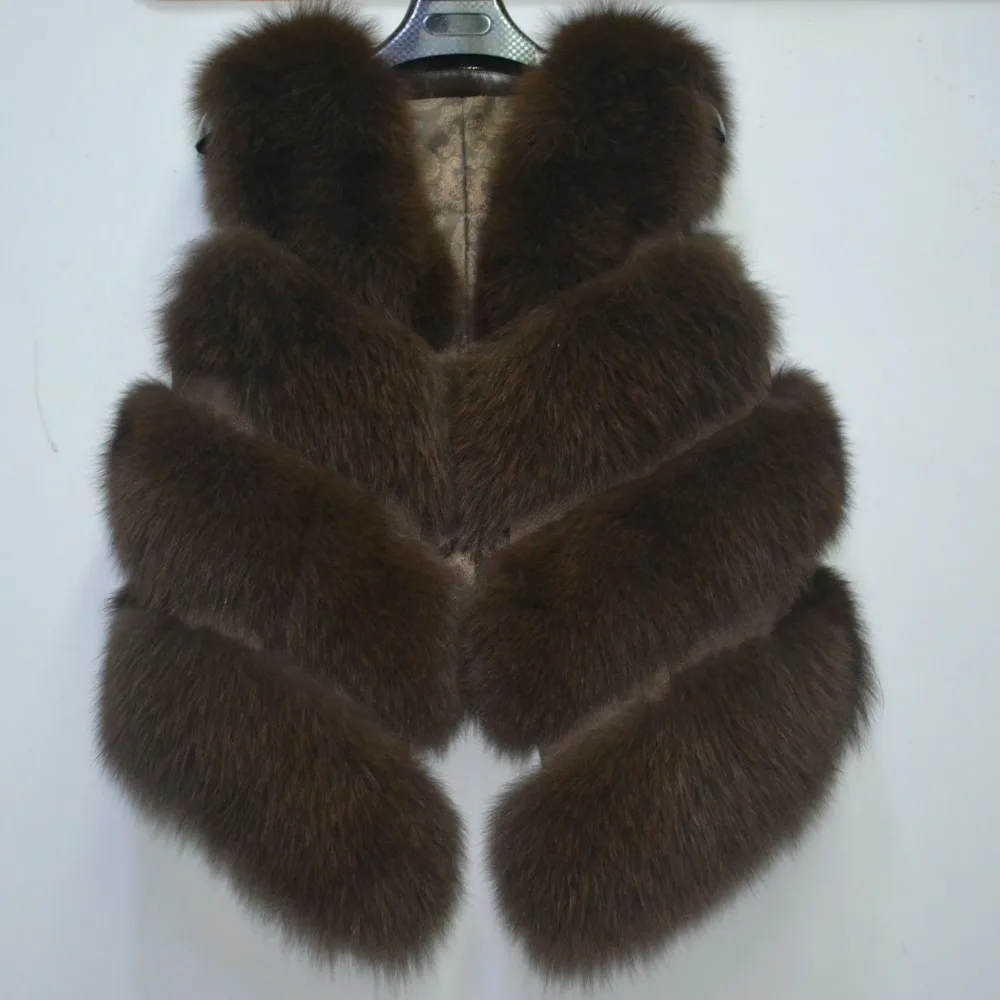 Horizontal kaki Fourrure Pur Mode Gilet Naturel De rouge marron blanc ardoisé Courte Renard En Veste Beige Cuir Femmes bourgogne pHqWSPy