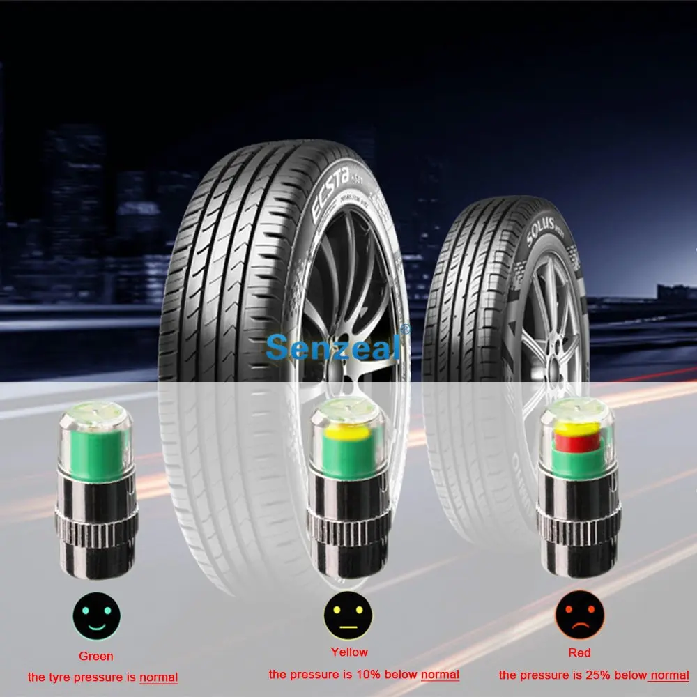 Автомобильный датчик давления в шинах Предупреждение клапана, горячая распродажа, мини 2.4Bar 36PSI колпак для автомобильных шин индикатор датчика 3 цвета высокого качества