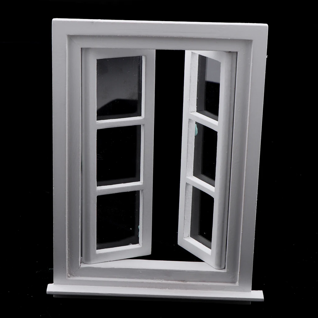 Handmade Wood Window Furnishings for Doll House Living Room/ Bedroom/ Dining Room, 3pcs Set Dollhouse Accessory