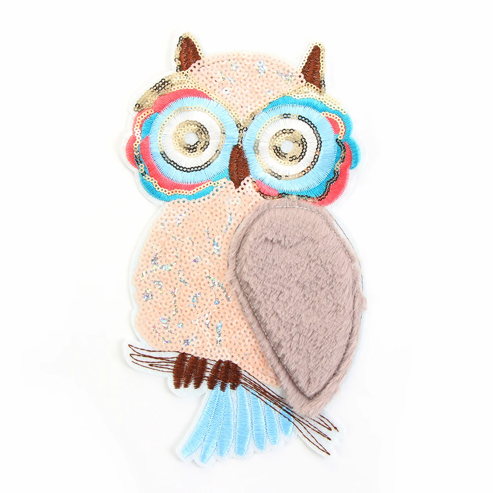 

1PC Paillette Sequin Patches Owl Badge Great Sew on Patch Crystal Applique Clothing Handmade Apparel Sewing & Fabric