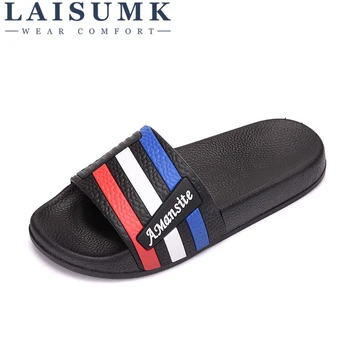 

2019 LAISUMK New Bathroom Slippers Men Unisex Non-slip Indoor Home Slippers Outdoor Beach Flip Flops Summer Slides