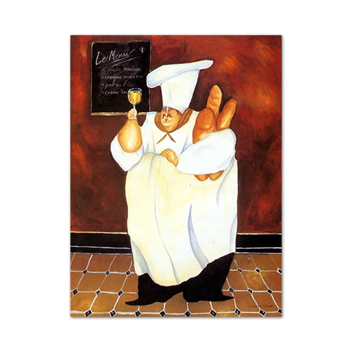 Мультфильм Аниме ресторан живопись пекарня Кук плакат кухня стены Художественная печать картина кофе дом холст украшение дома - Цвет: Черный