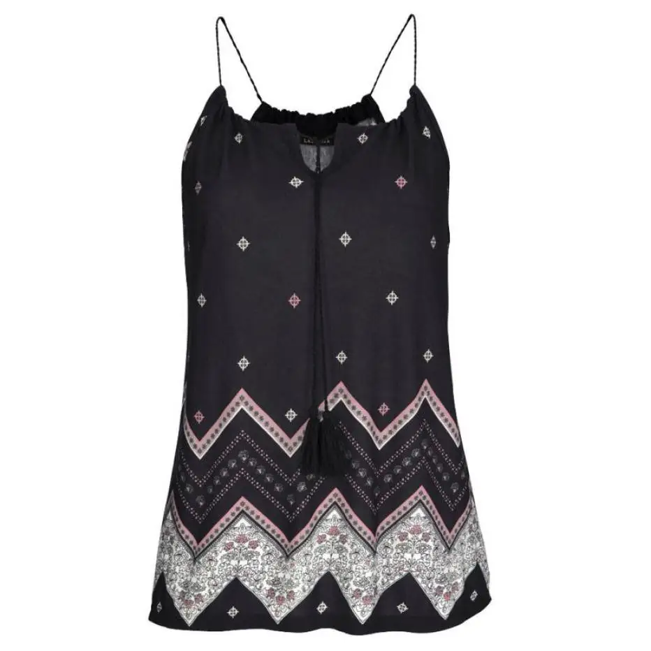 Женский топ на бретельках FEITONG Свободный Топ без рукавов с принтом в стиле бохо