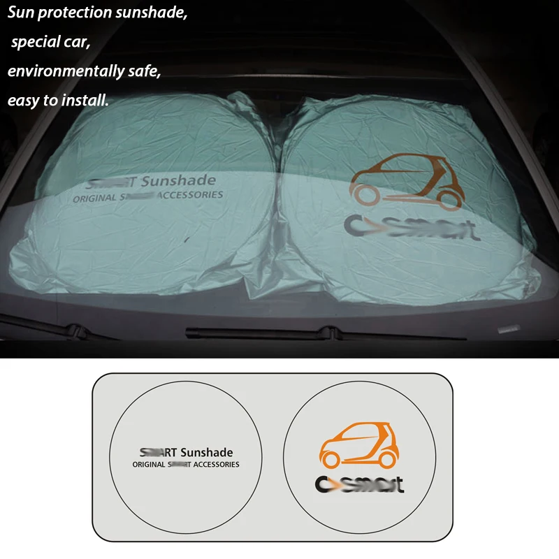 

for Mercedes benz smart Car Summer Front Window Sun Visor Shade Mesh Fabric Cover Rear Shield UV Protector Sunshade Windshield
