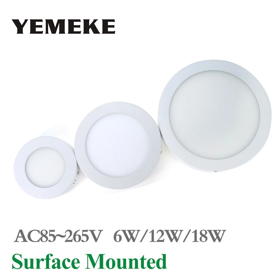 

High Power LED Surface Panel Ceiling Light 6W 12W 18W Round Shaped Down lights Lamp Warm White Cool White LED Recessed Lights