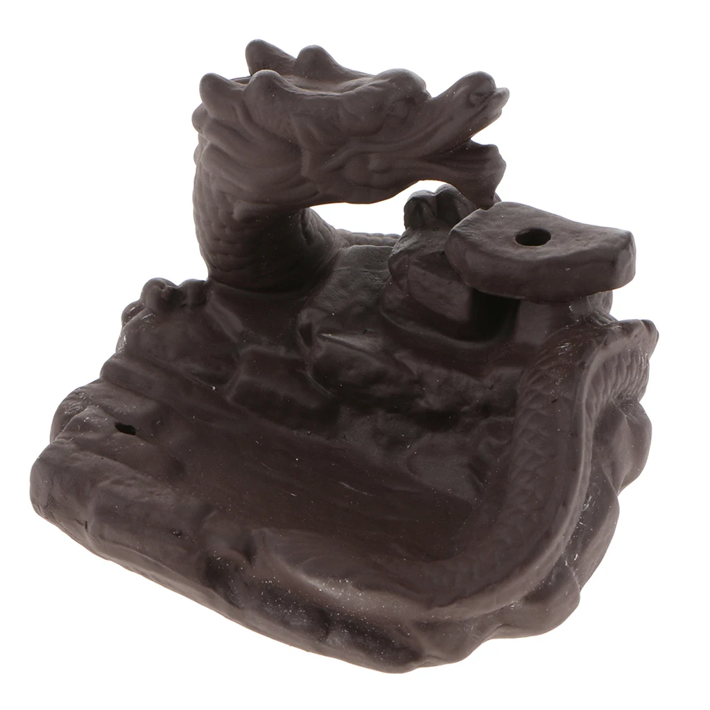 Delicate Chinese Dragon Waterfall Burner Ceramic Made Backflow Incense Holder Tray for Home Fragrances