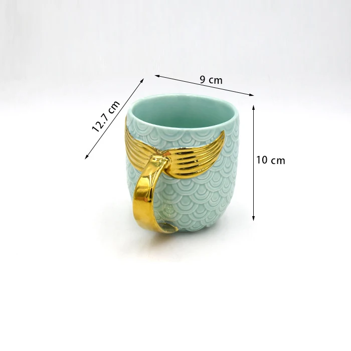 Golden Mermaid Tail Ceramic Mug with Handle Creative Coffee Milk Fishtail Cup Golden Mermaid Tail Ceramic Mug with Handle Creative Coffee Milk Fishtail Cup