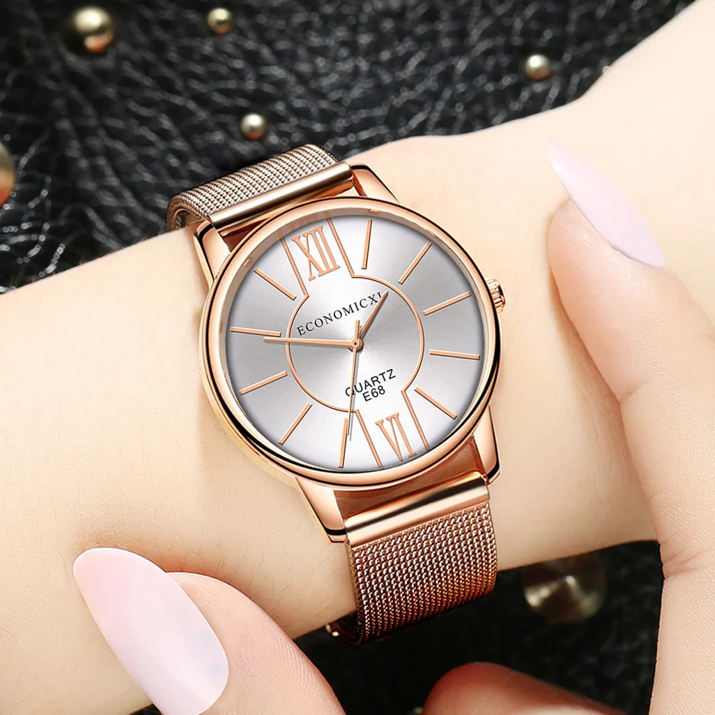 

New Fashion Brand Women Stainless Steel Meah Quartz Wrist Watch Luxury Simple Style Watches Women's Clock Reloj Relogio 233