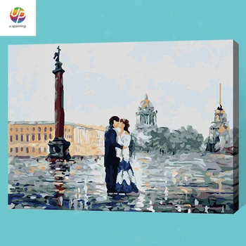 

Frameless Digital Painting By Numbers Kits City Lover in Water Coloring By Numbers For Wedding Unique Gift Wall Decor Deal Free