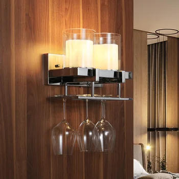 

Industrial wind modern candlestick wall light glass jade lighting hotel Bathroom Candle Wall Lamp Nordic bedroom bedside lamp