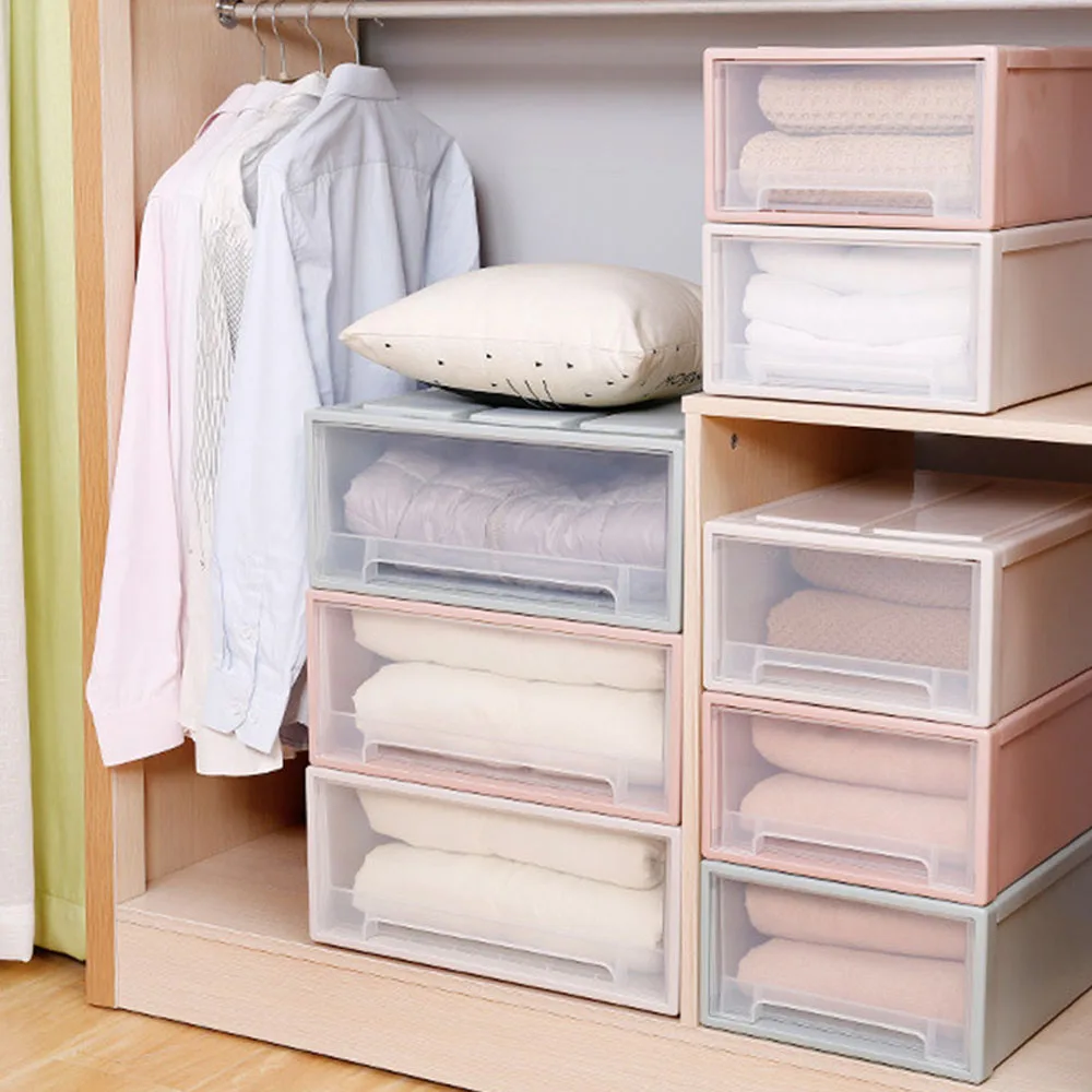 

Simple Drawer Style Plastic Storage Box Home Multifunction Clothes Shoes Organizer Case Office Desktop Paper Pen Finishing Boxes