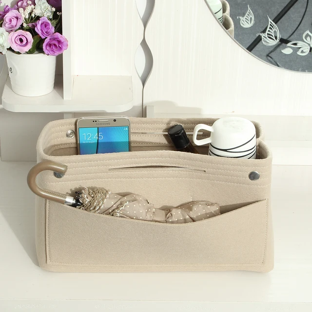 Womens Makeup Bag Large Capacity Felt Cloth Office Desk Storage Womens Makeup Bag Large Capacity Felt Cloth Office Desk Storage Handbag Multifunctional Las Travel Cosmetic Jewelry