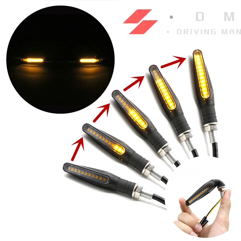 

4PCS Universal flowing water flicker led motorcycle turn signal Indicators Blinkers Flexible Bendable Amber light lamp