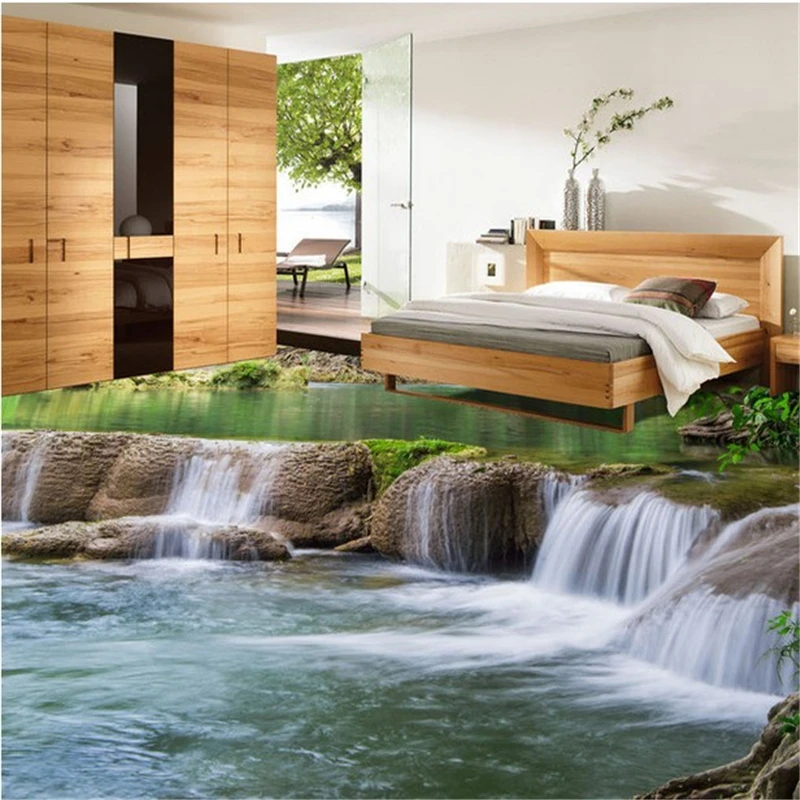 beibehang papel de parede custom Waterfall water PVC mural theme hotel guest house apartment bedroom flooring wallpaper mural outdoor beach chairs bed hotel guest house pool beach lounge chair designer resort courtyard pe rattan woven custom furniture