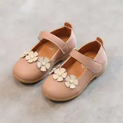 Детская цветок обувь для девочек 2018 новые детские девочки белые туфли для девочек школьные туфли принцессы на высоком каблуке кожаная