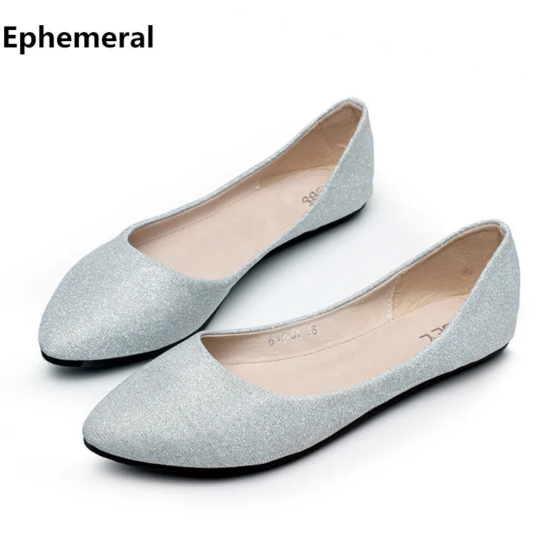 

Summer slip ons 45 46 9 women shoes for dancing pointed toe flats ballet ladies loafers soft sole low top gold silver black pink