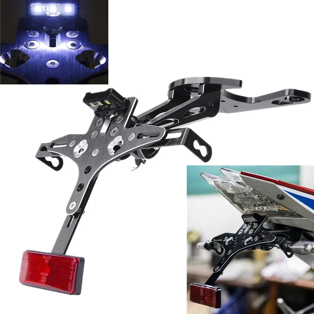 Adjustable Fender Eliminator LED Light License Number Plate Holder
