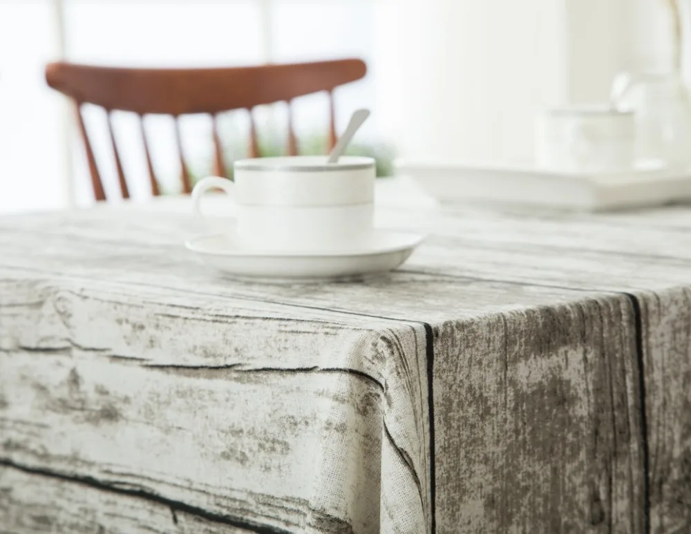 ROMANZO Wood Grain Linen Fabric Tablecloth Dining Table Coffee Table