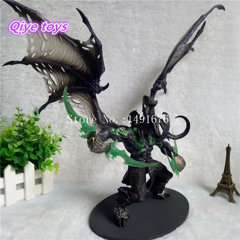  29cm WOW Demon Form Illidan Action Figures Toys Dota 2 Demon Hunter PVC Collectible Figures Model D