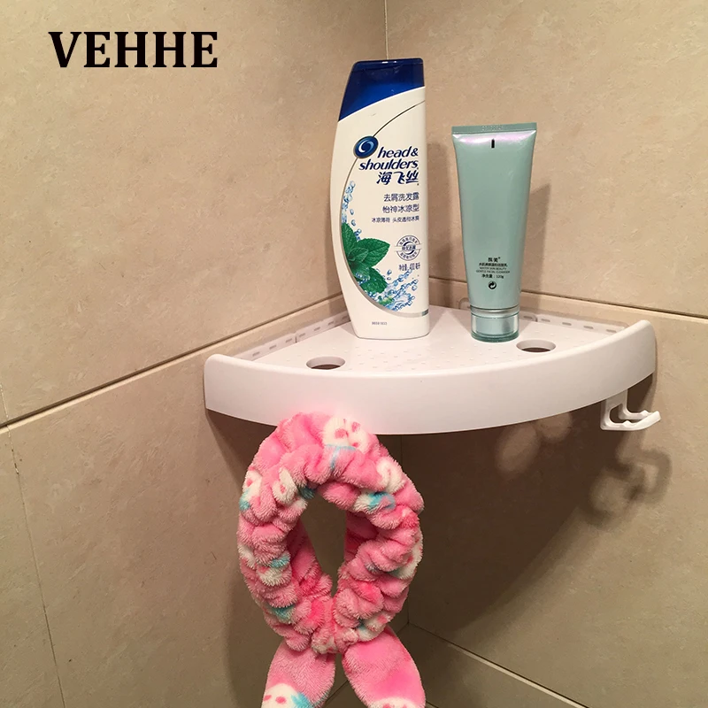 

VEHHE VIP Multi-function Corner Shelf Storage Hook Triangle Rack Wall Holder Shampoo Holder No Nail Convenient Press Suction cup